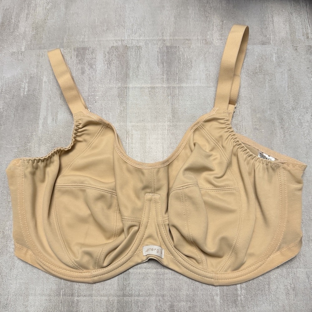 ELOMI 38E Energise Underwire Sports Bra EL8040NUE‎ Beige Adjustable Strap